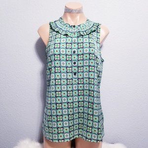 J. Crew green print office glam casual tank blouse top 10